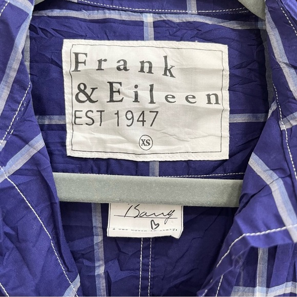 Frank & Eileen Barry Blue Plaid Cotton Button Down Crinkle Shirt Size XS - Picture 6 of 11